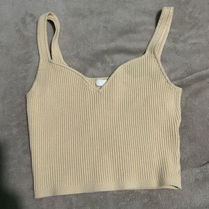 H&M Cream yellow Ribbed Tank Top